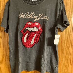 Lucky Brand Black Rolling Stones Sequin T-Shirt